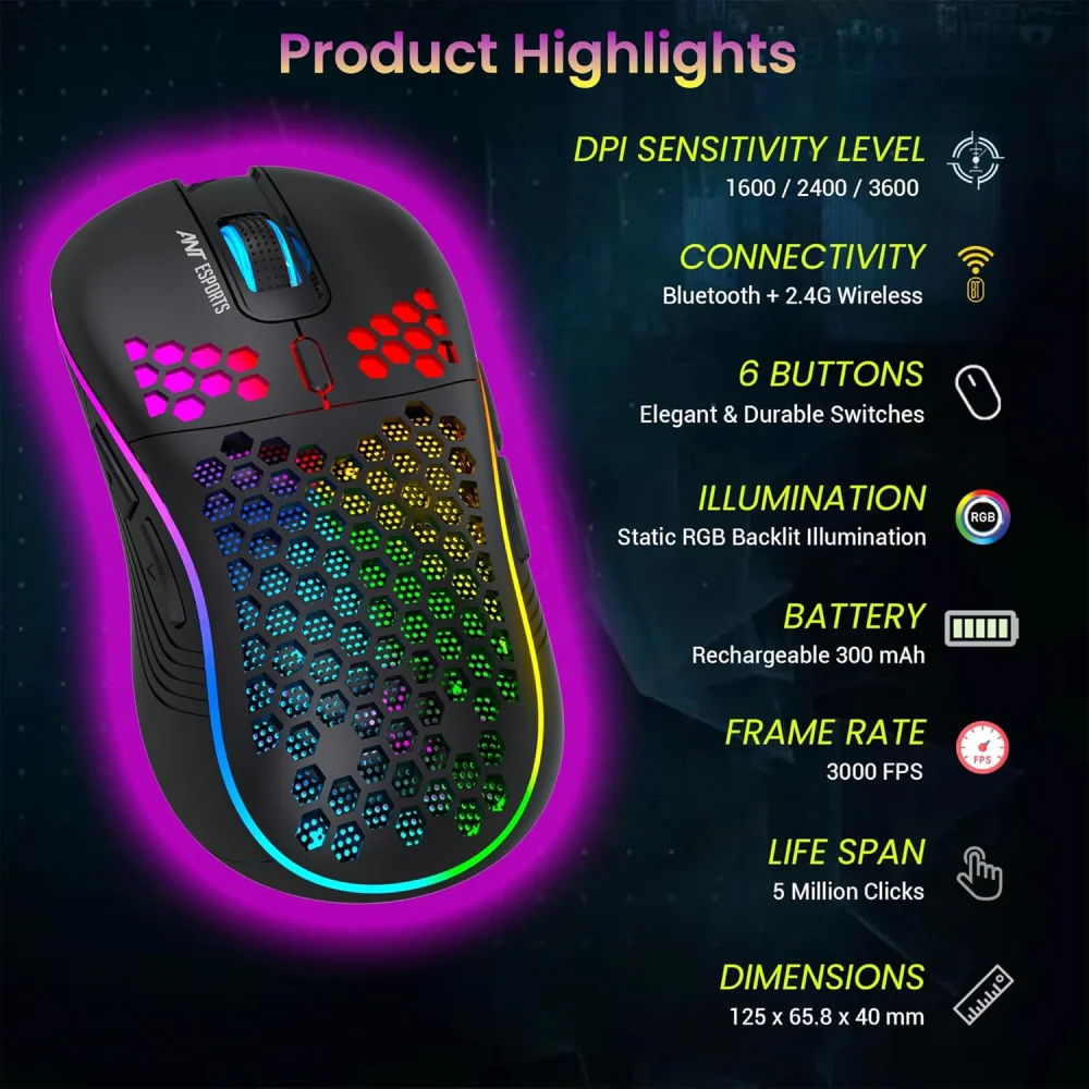 Ant Esports Wireless Gaming Mouse RGB (GM690 PRO) view 4